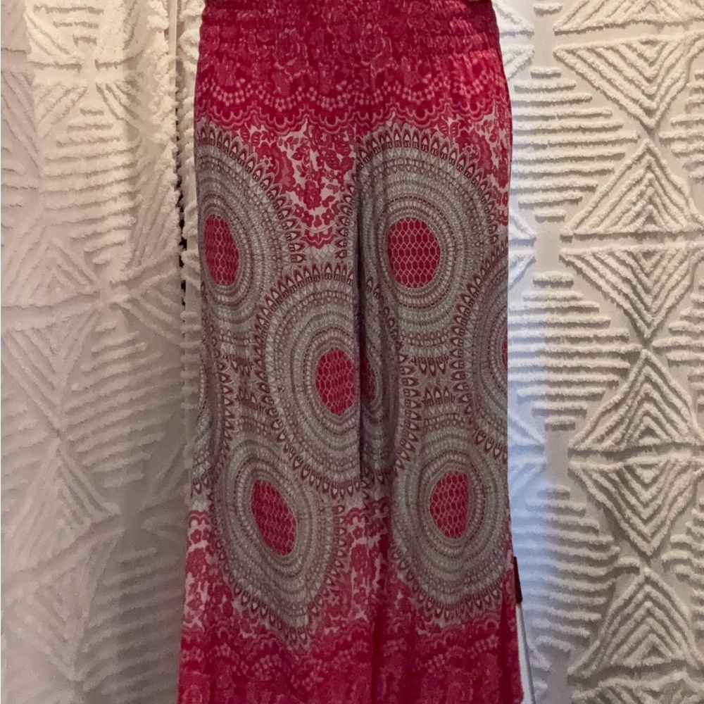 Elegant Women's Red and Gray Maxi Pants